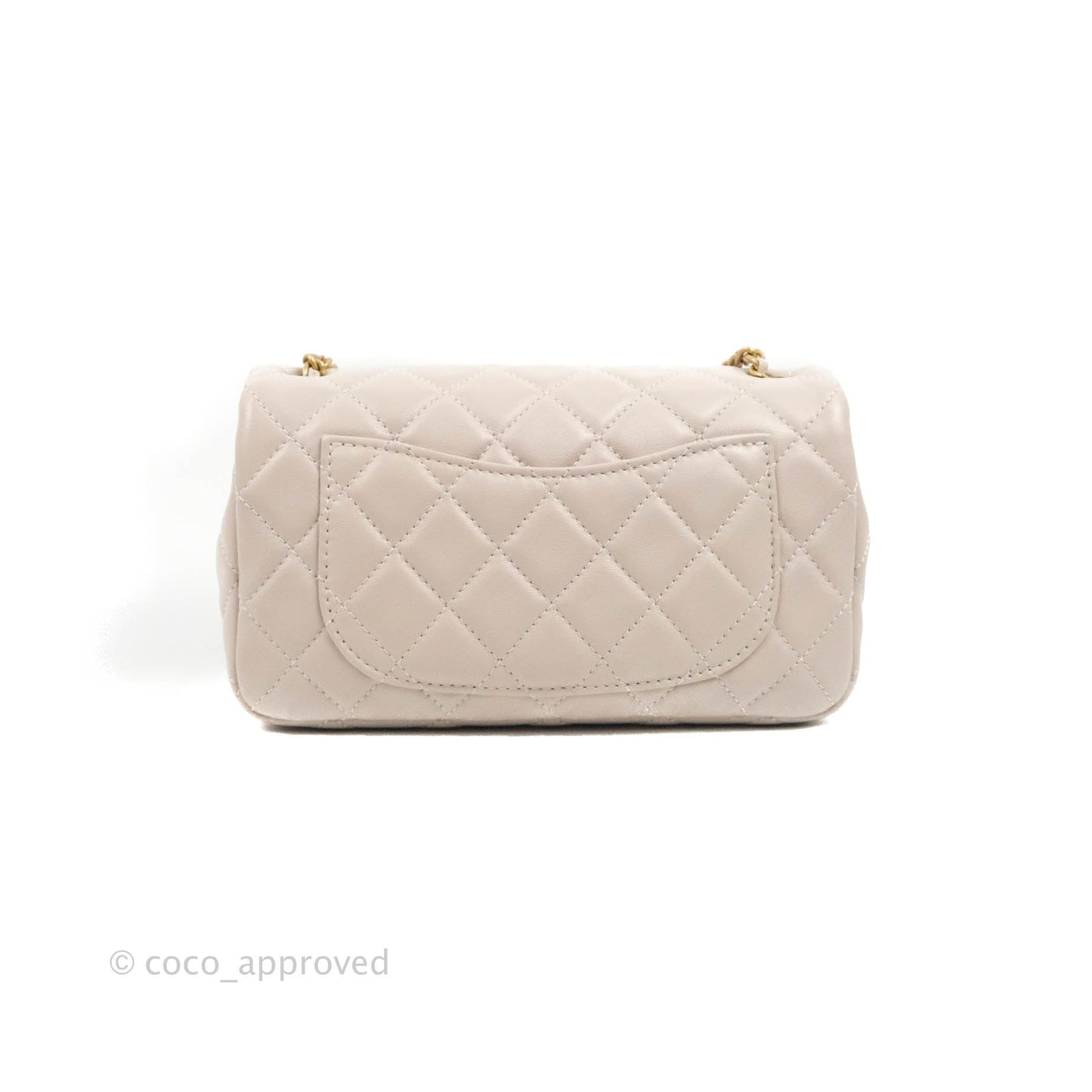 Chanel Mini Rectangular Pearl Crush Quilted Lilac Lambskin Aged Gold Hardware