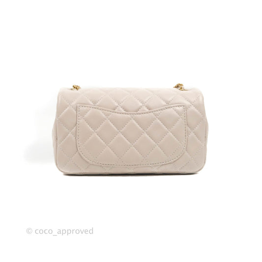 Chanel Mini Rectangular Pearl Crush Quilted Lilac Lambskin Aged Gold Hardware