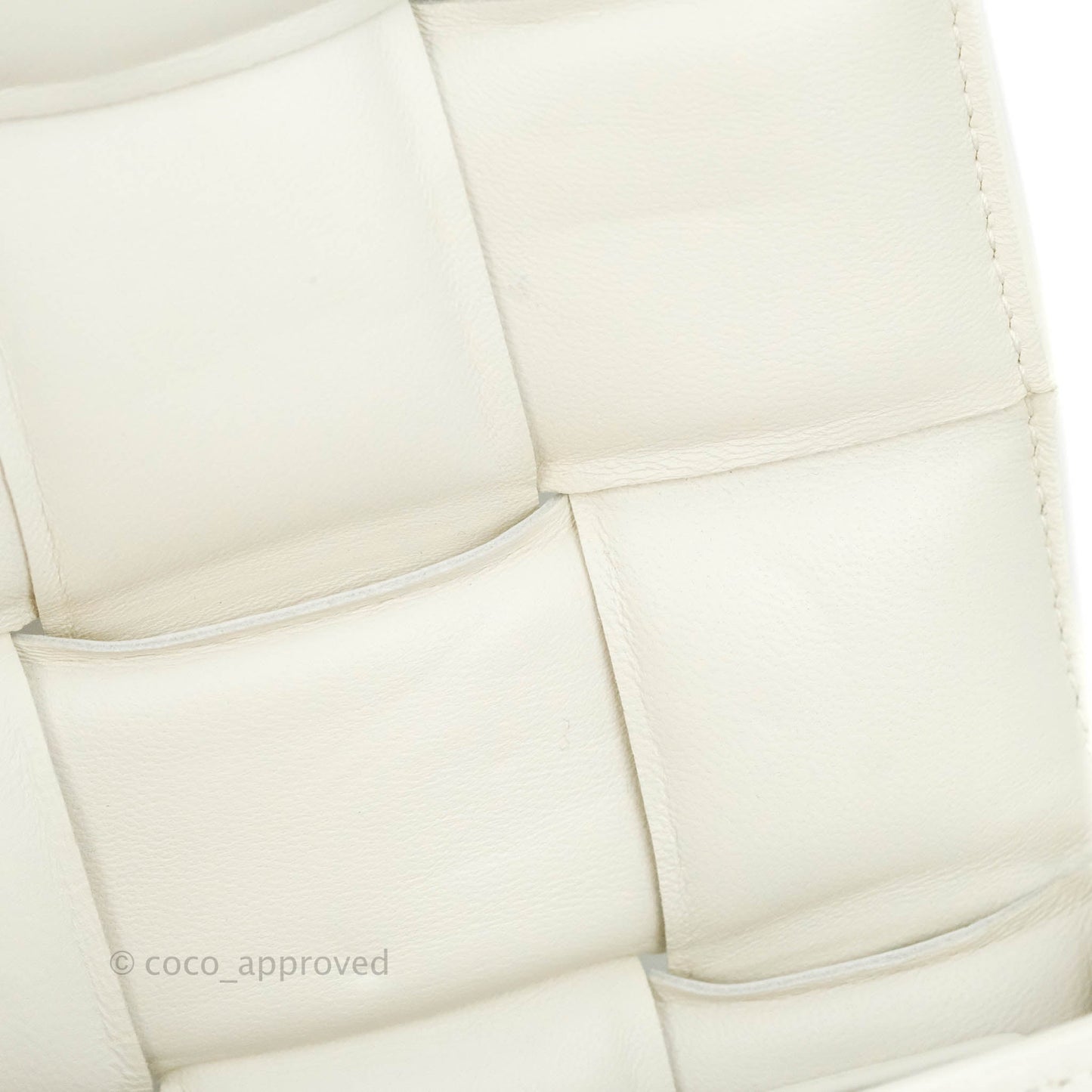 Bottega Veneta Padded Cassette Shoulder Bag Intrecciato White Lambskin Silver Hardware