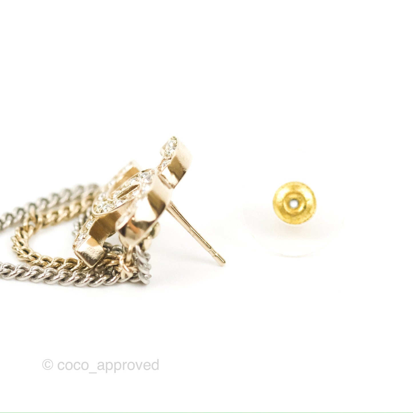 Chanel Crystal CC Chain Pendant Earrings 21B