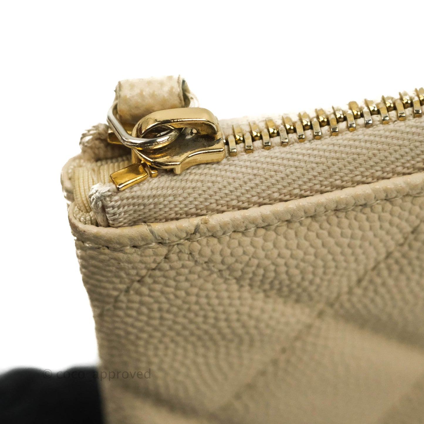 Chanel Quilted Mini O Case Light Beige Caviar Gold Hardware
