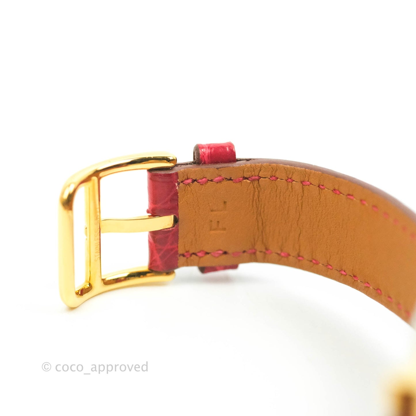 Hermès Heure H PM Watch Red Alligator Gold Hardware