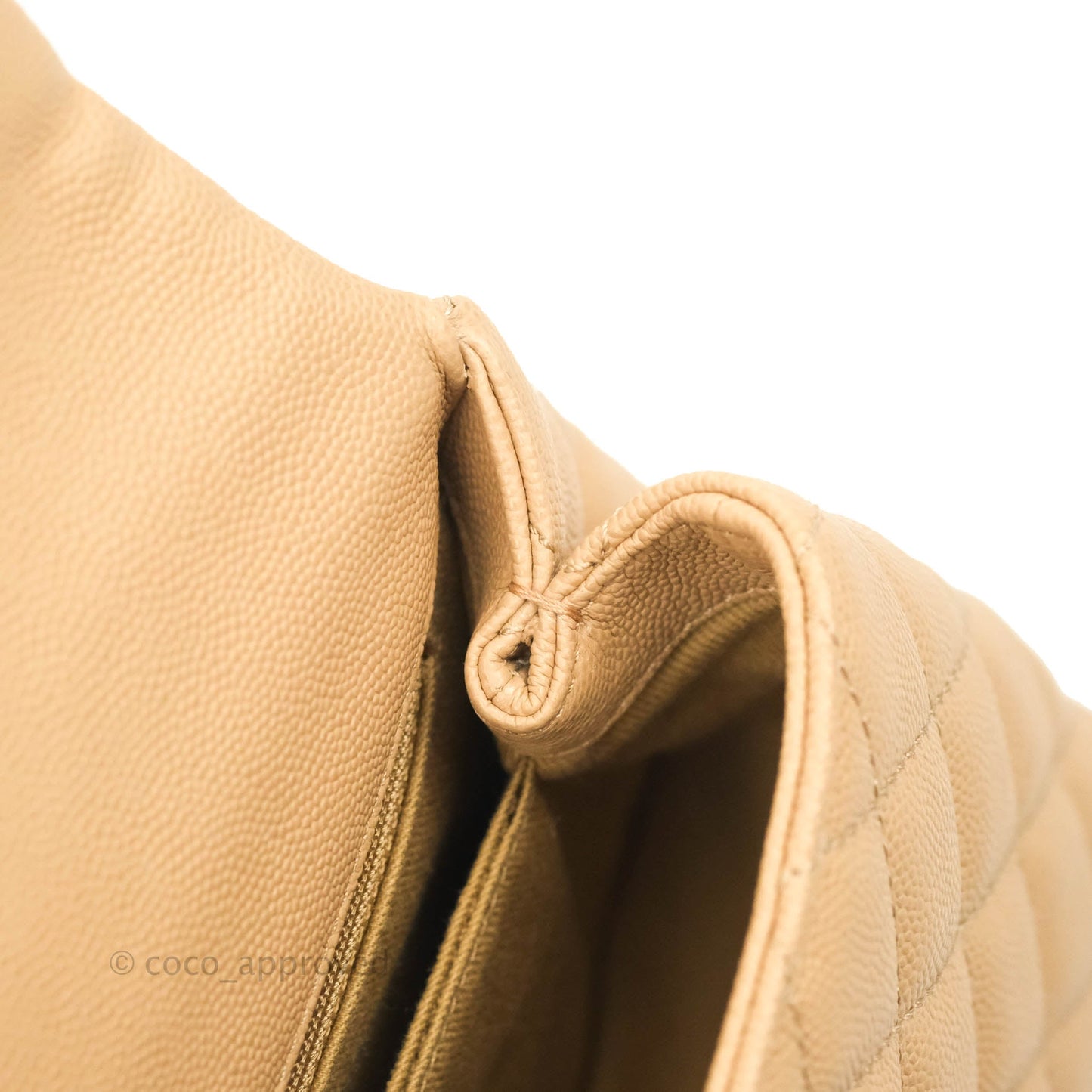 Chanel Small Coco Handle Quilted Beige Caviar Gold Hardware Lizard Handle