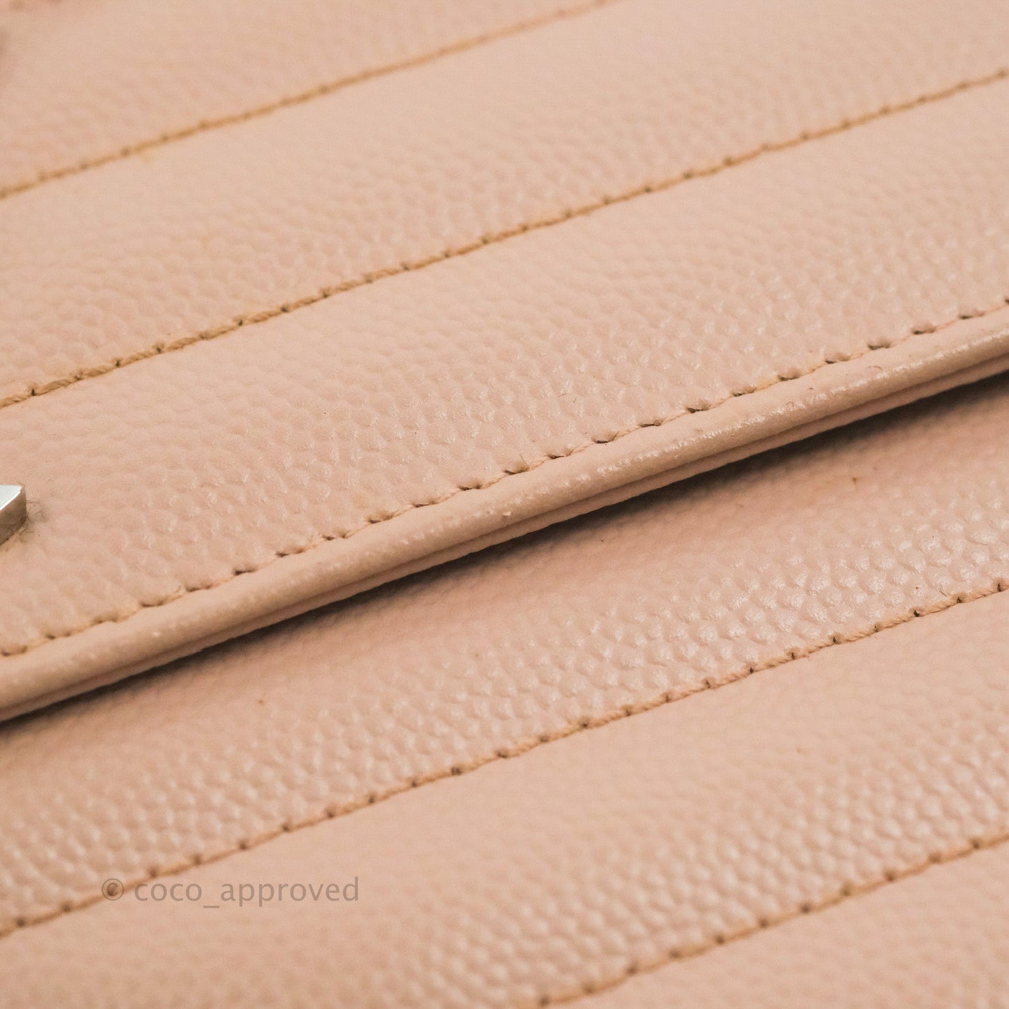Saint Laurent Quilted Envelope Wallet Pink Grained Leather Silver Hardware