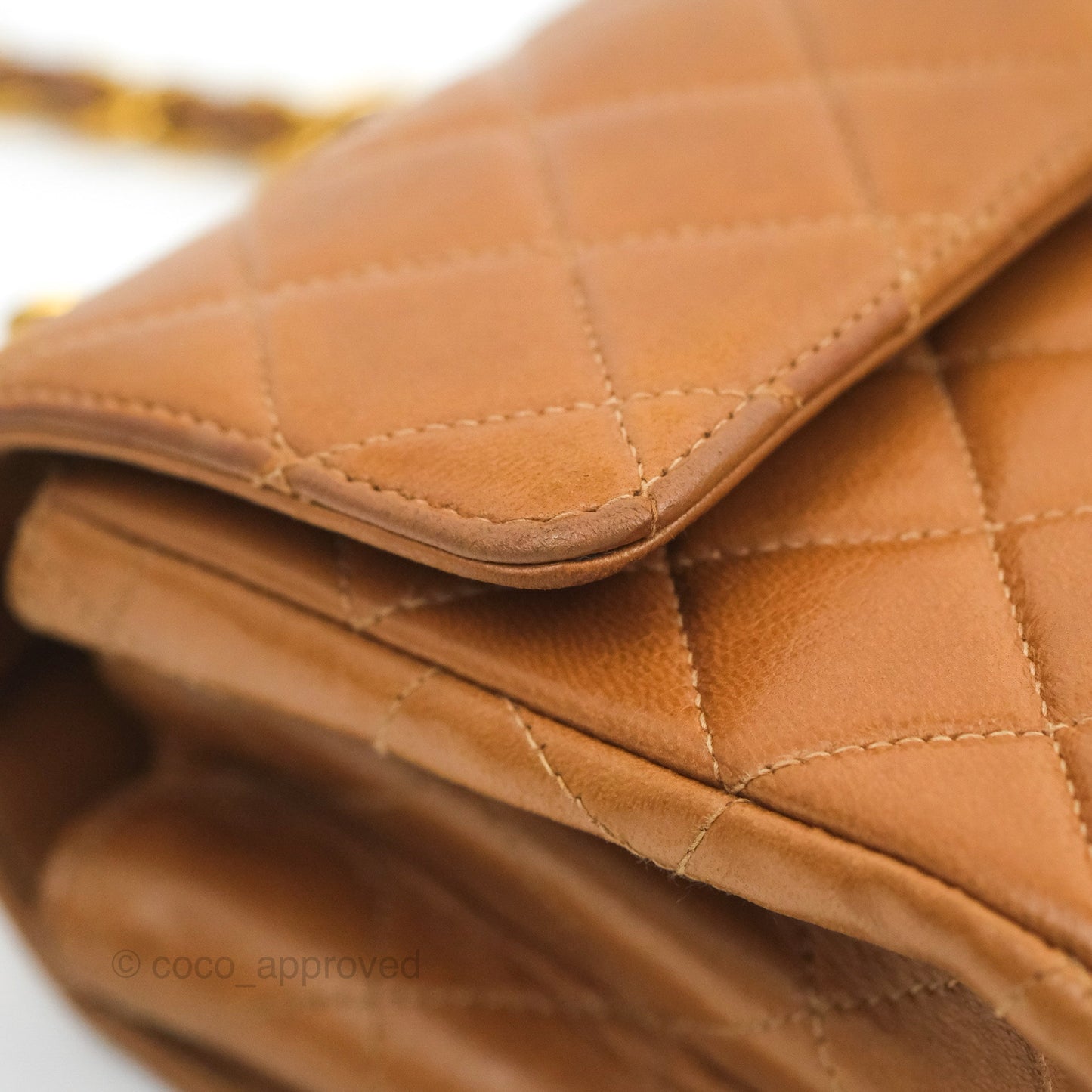 Chanel Vintage Double-sided Small Flap Brown Caramel Lambskin 24K Gold Hardware