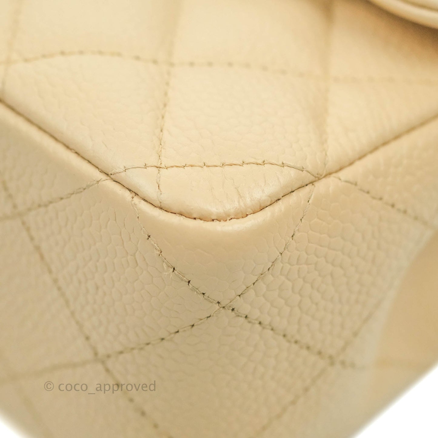 Chanel Classic M/L Medium Double Flap Bag Beige Caviar Gold Hardware