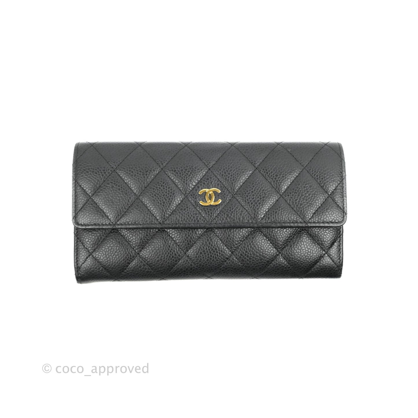 Chanel Black Caviar Quilted Large Classic Flap Wallet