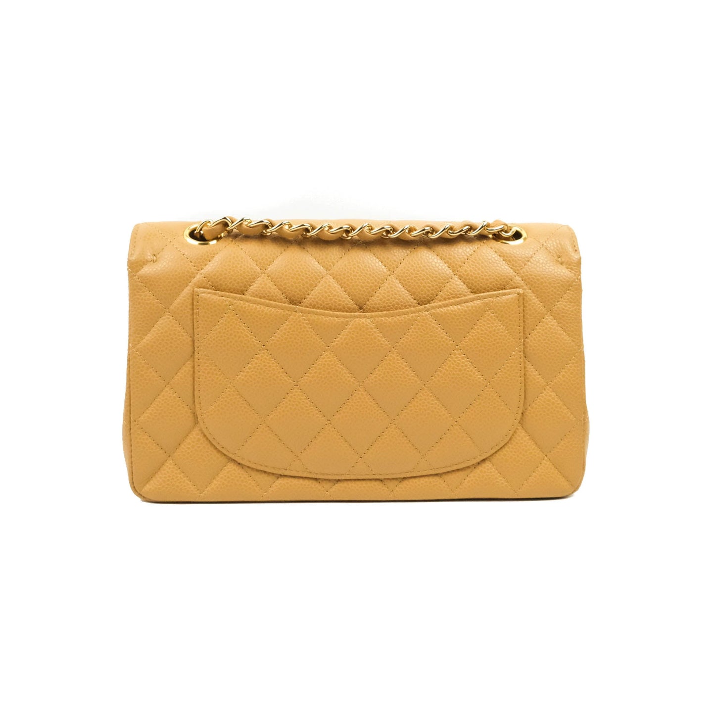 Chanel S/M Small Classic Quilted Flap Dark Beige Caviar 24K Gold Hardware