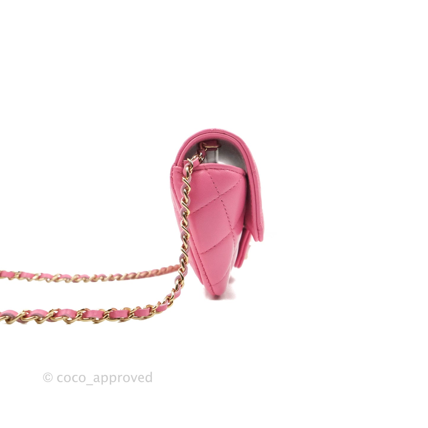 Chanel Quilted Case With Chain Pink Lambskin Gold Hardware
