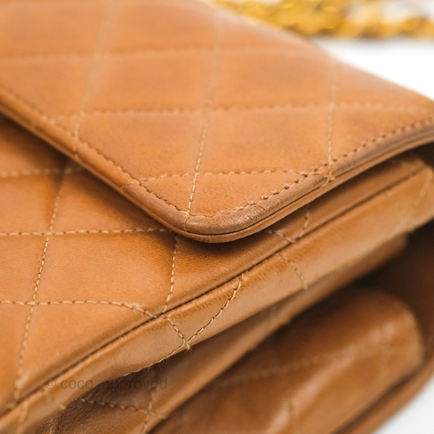 Chanel Vintage Double-sided Small Flap Brown Caramel Lambskin 24K Gold Hardware
