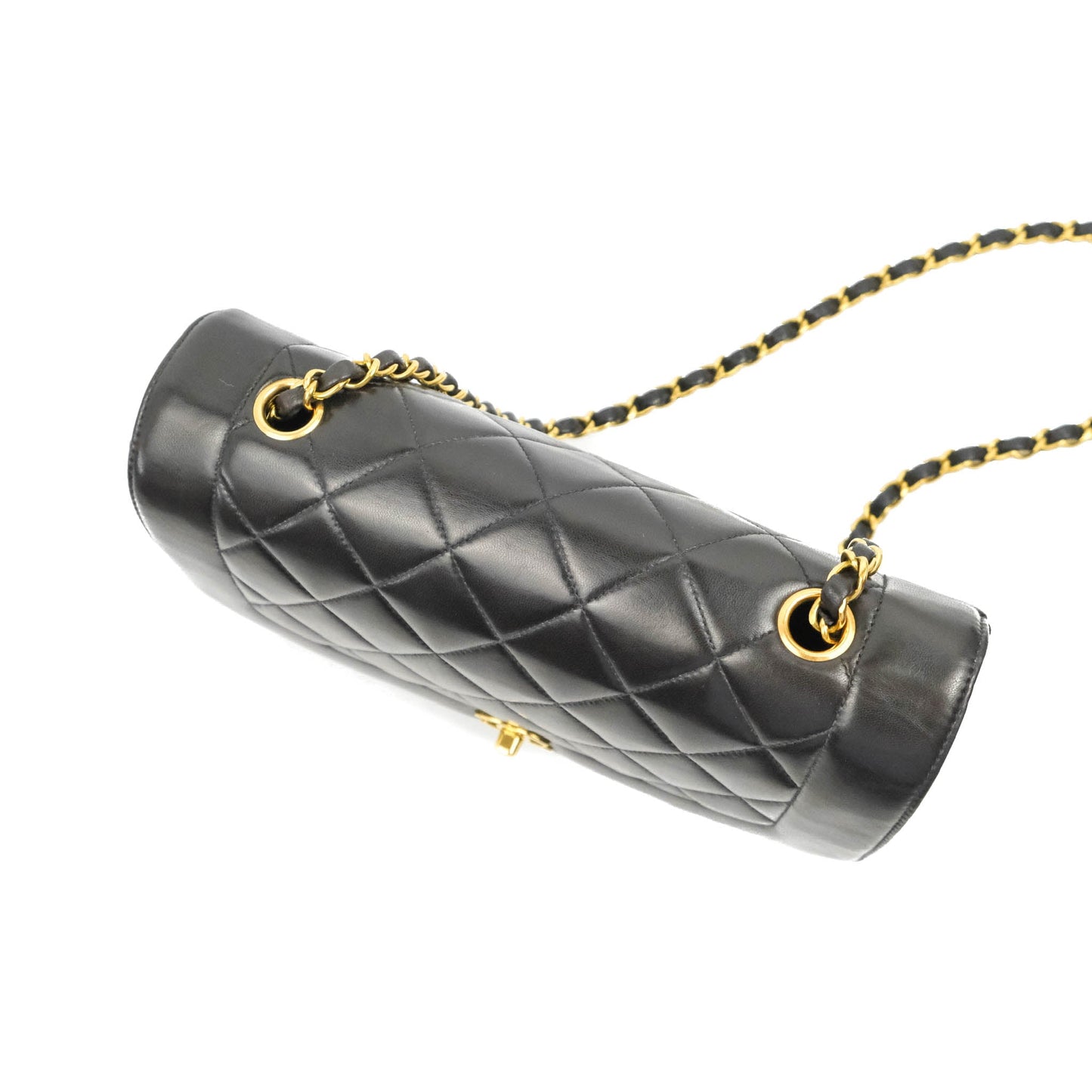 Chanel Vintage Quilted Medium Classic Diana Flap Bag Black Lambskin 24K Gold Hardware