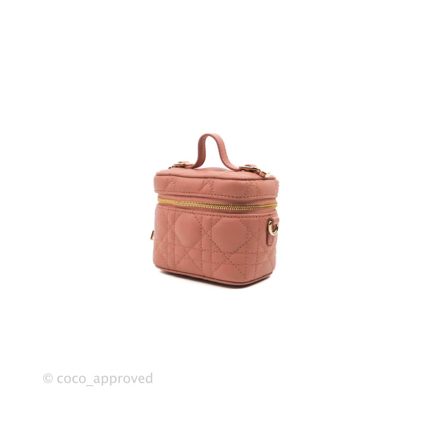 Christian Dior Micro Lady Dior Vanity Case Rose Pink Cannage Lambskin