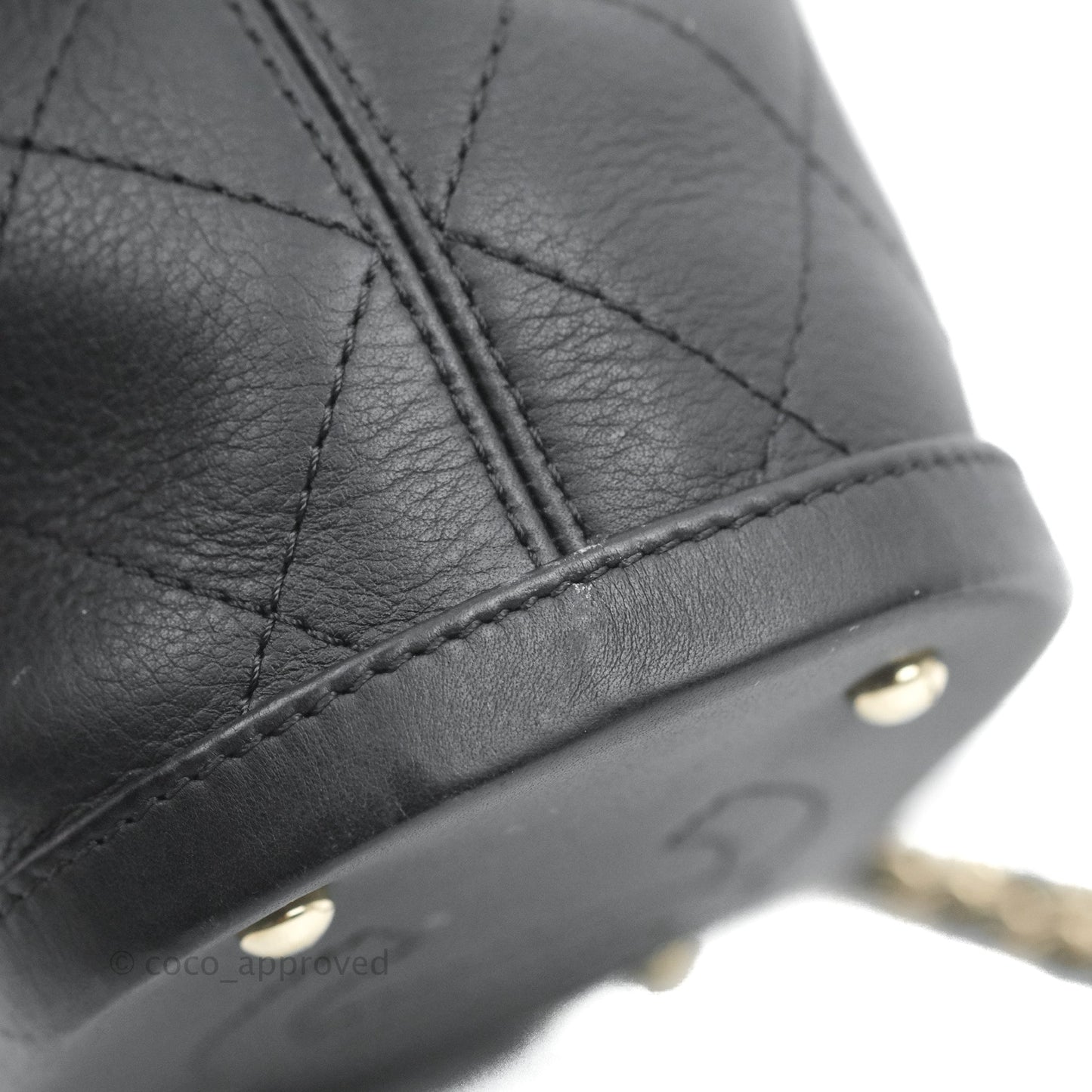Chanel Mini CC Drawstring Bucket Bag Black Calfskin Gold Hardware