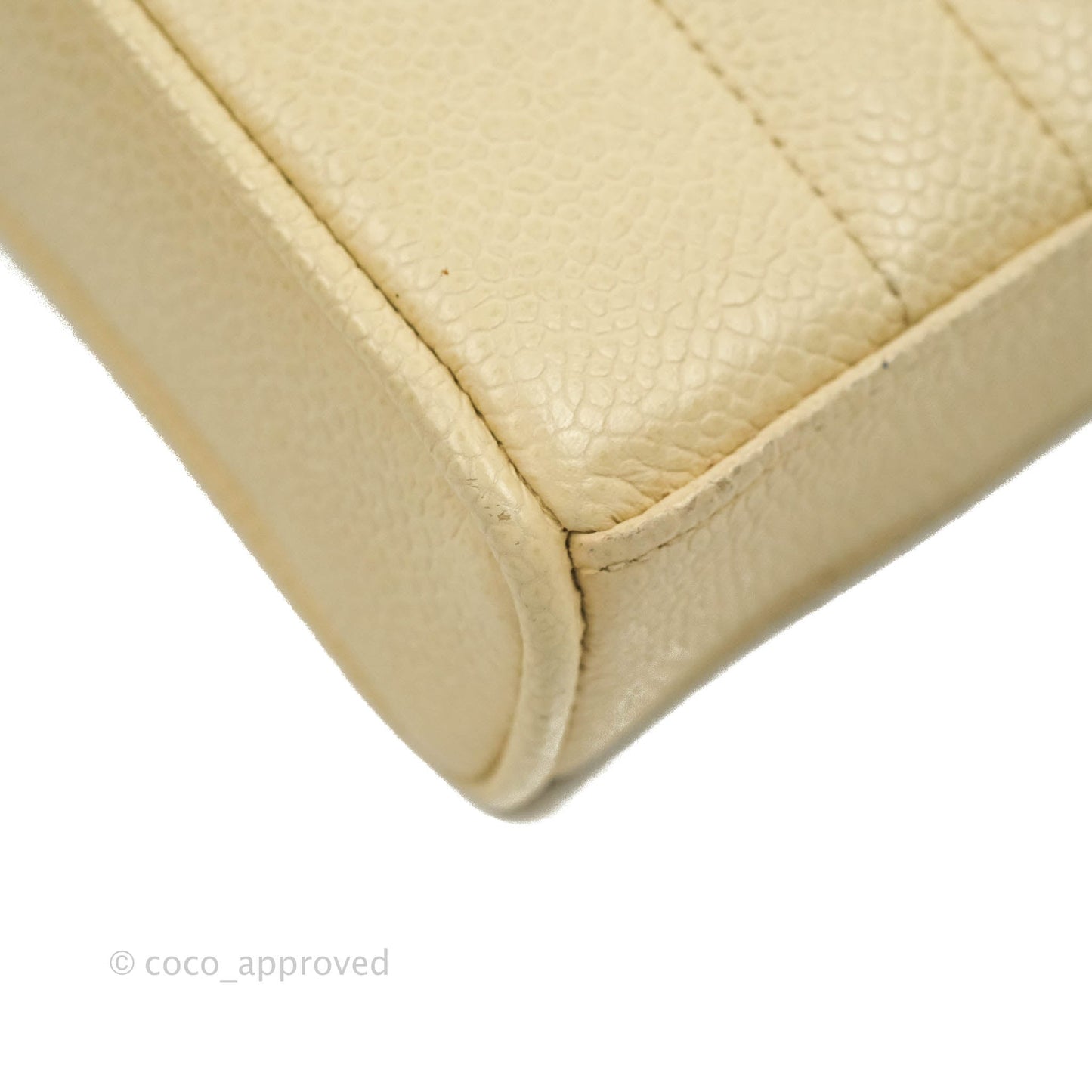 Chanel Vintage Vertical Mini Square Beige Caviar Gold Hardware