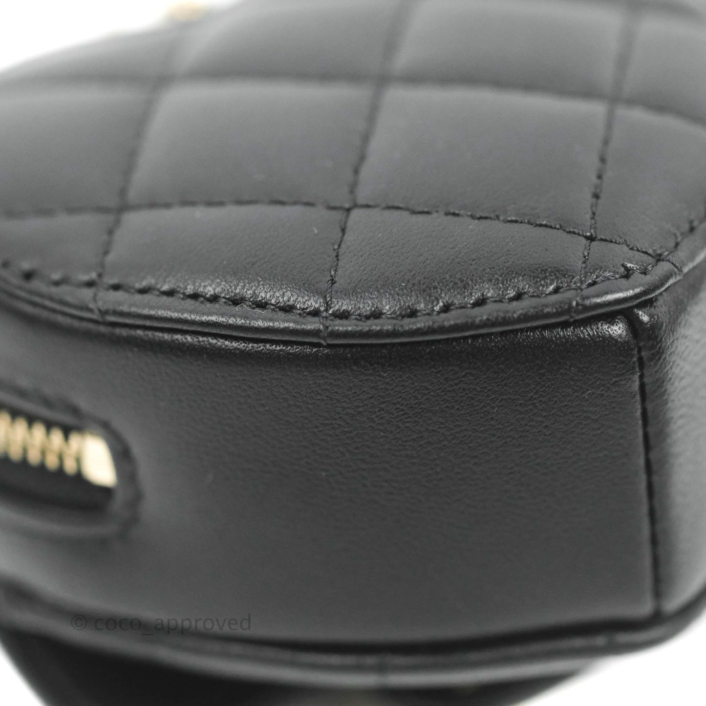 Chanel Small Heart Coin Purse Necklace Black Lambskin Gold Hardware 22S