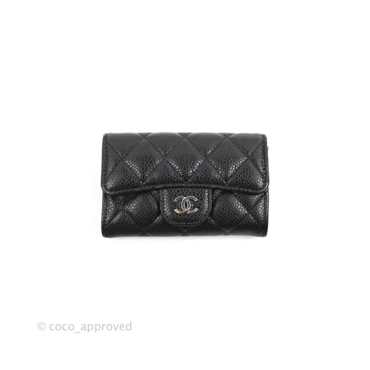 Chanel Quilted Flap Card Holder Black Caviar Silver Hardware