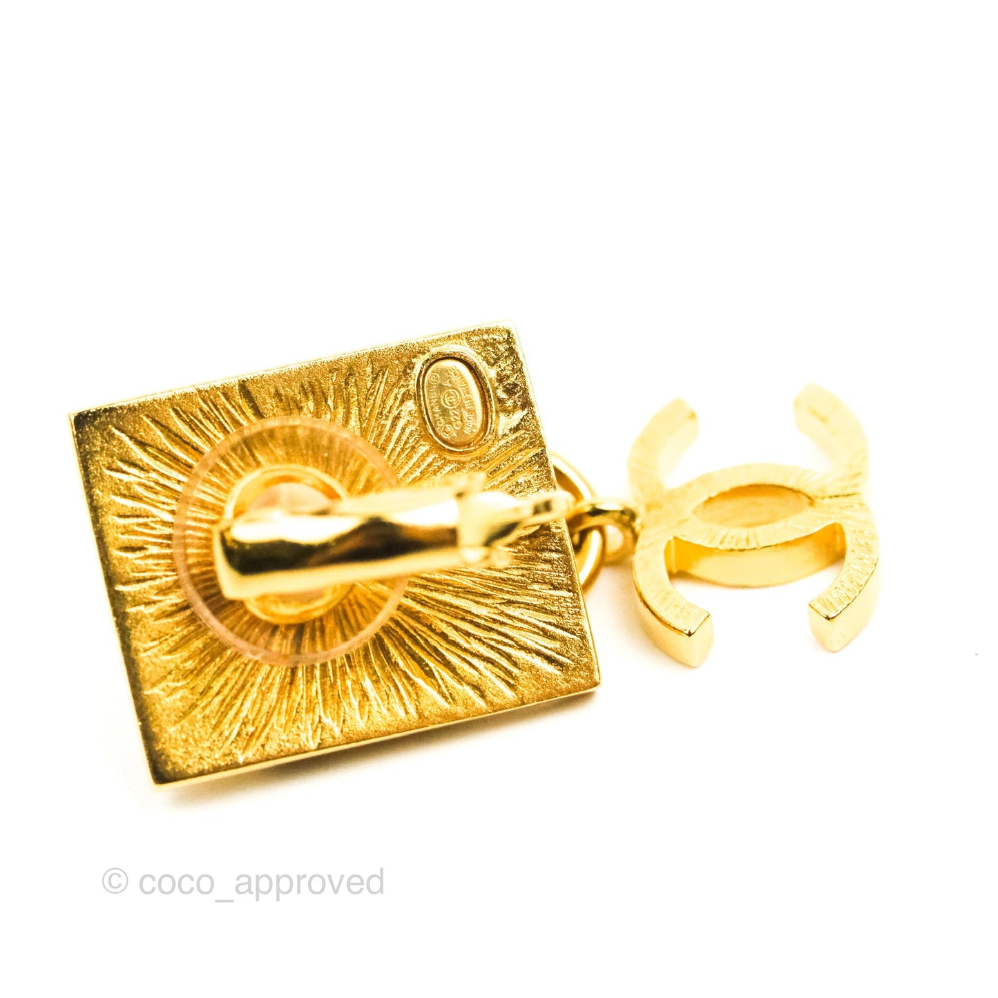 Chanel Lion CC Drop Ear Clip Gold Tone 22A