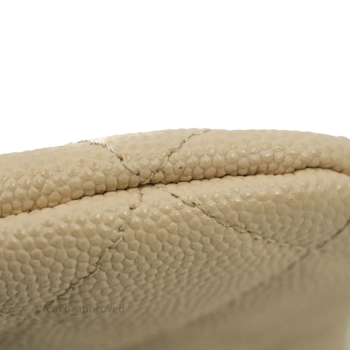 Chanel Quilted Mini O Case Light Beige Caviar Gold Hardware