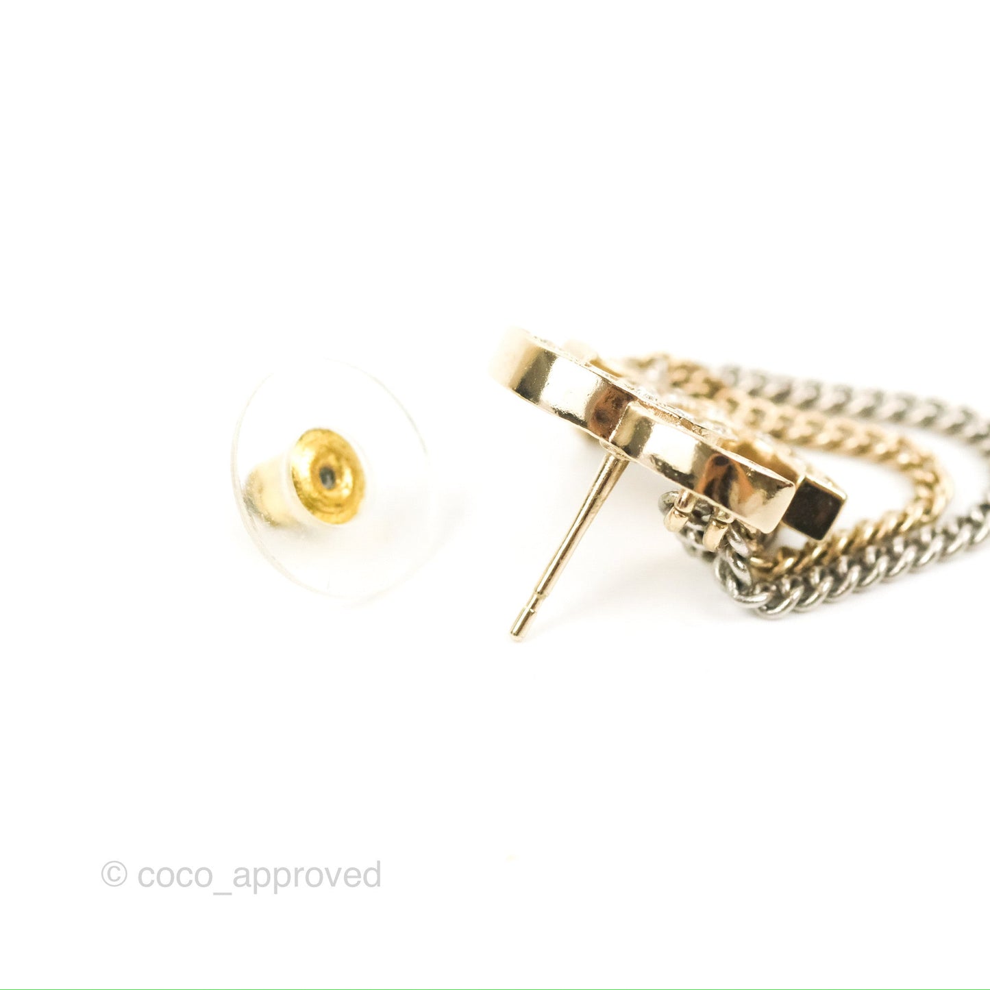 Chanel Crystal CC Chain Pendant Earrings 21B