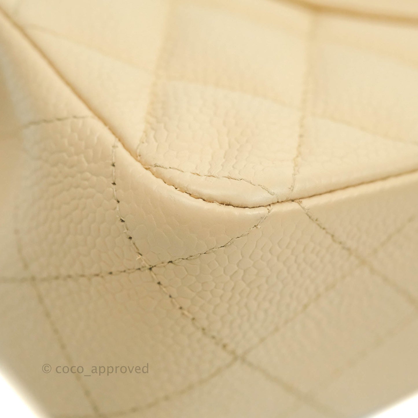 Chanel Classic M/L Medium Double Flap Bag Beige Caviar Gold Hardware