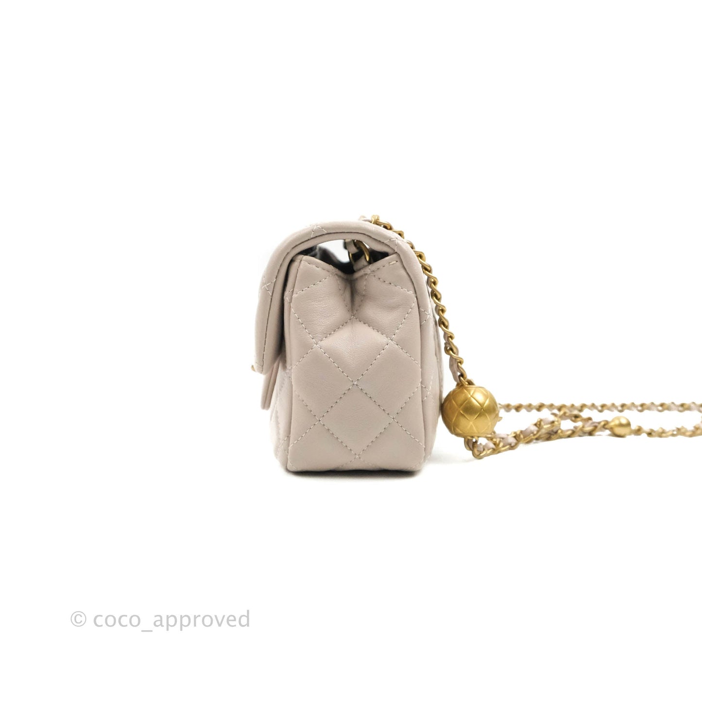 Chanel Mini Rectangular Pearl Crush Quilted Lilac Lambskin Aged Gold Hardware