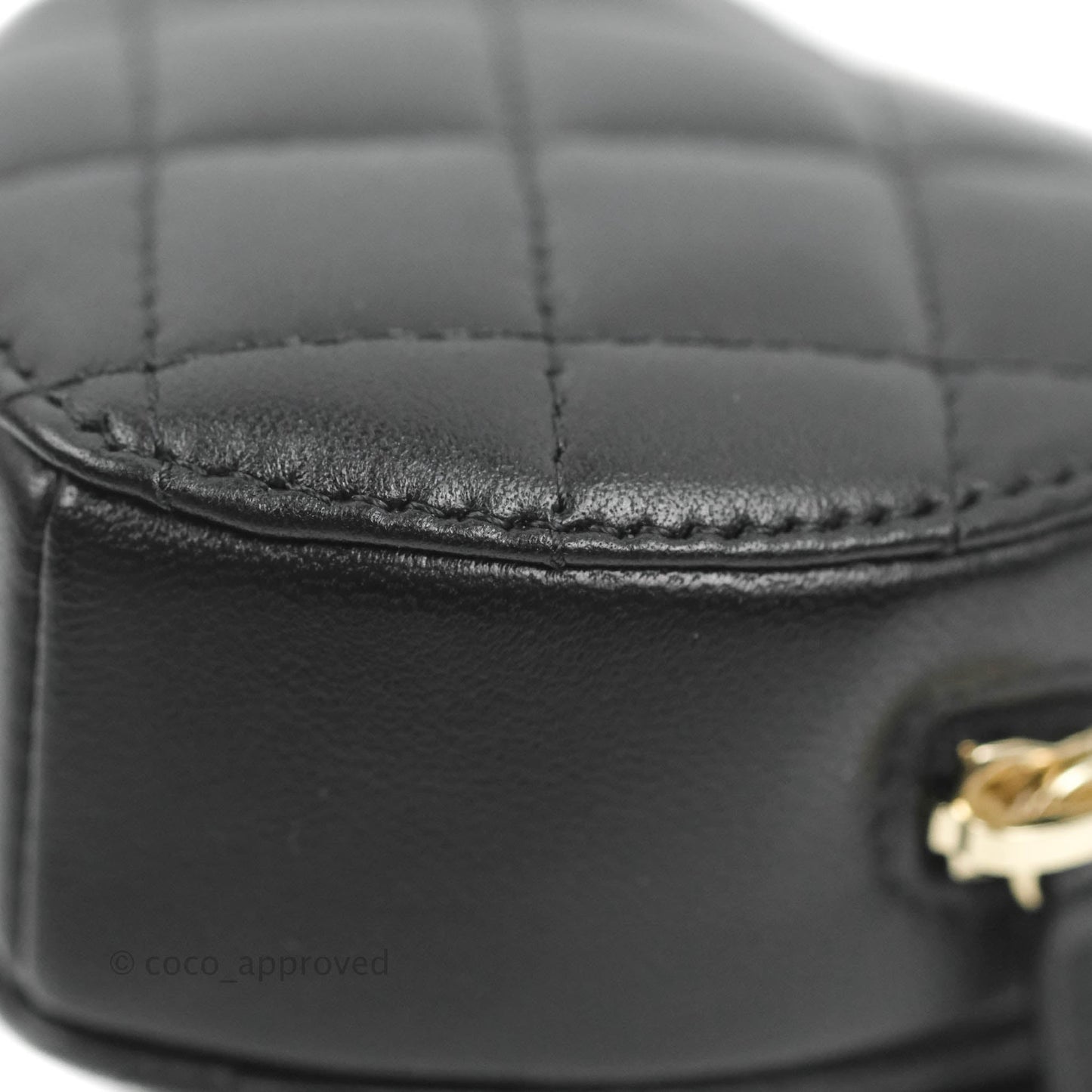 Chanel Small Heart Coin Purse Necklace Black Lambskin Gold Hardware 22S