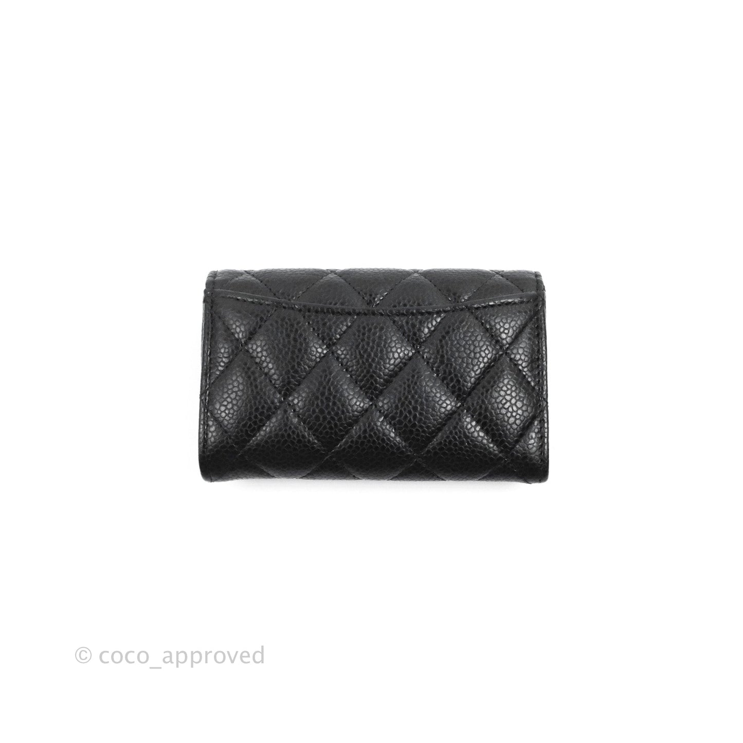 Chanel Quilted Flap Card Holder Black Caviar Silver Hardware