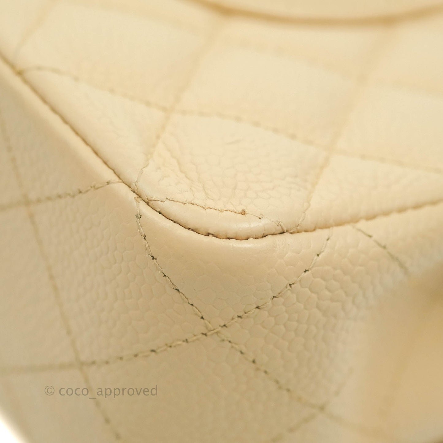 Chanel Classic M/L Medium Double Flap Bag Beige Caviar Gold Hardware