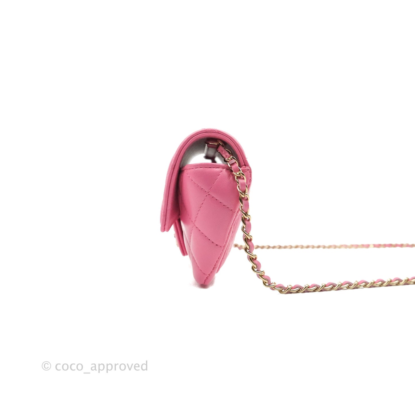 Chanel Quilted Case With Chain Pink Lambskin Gold Hardware