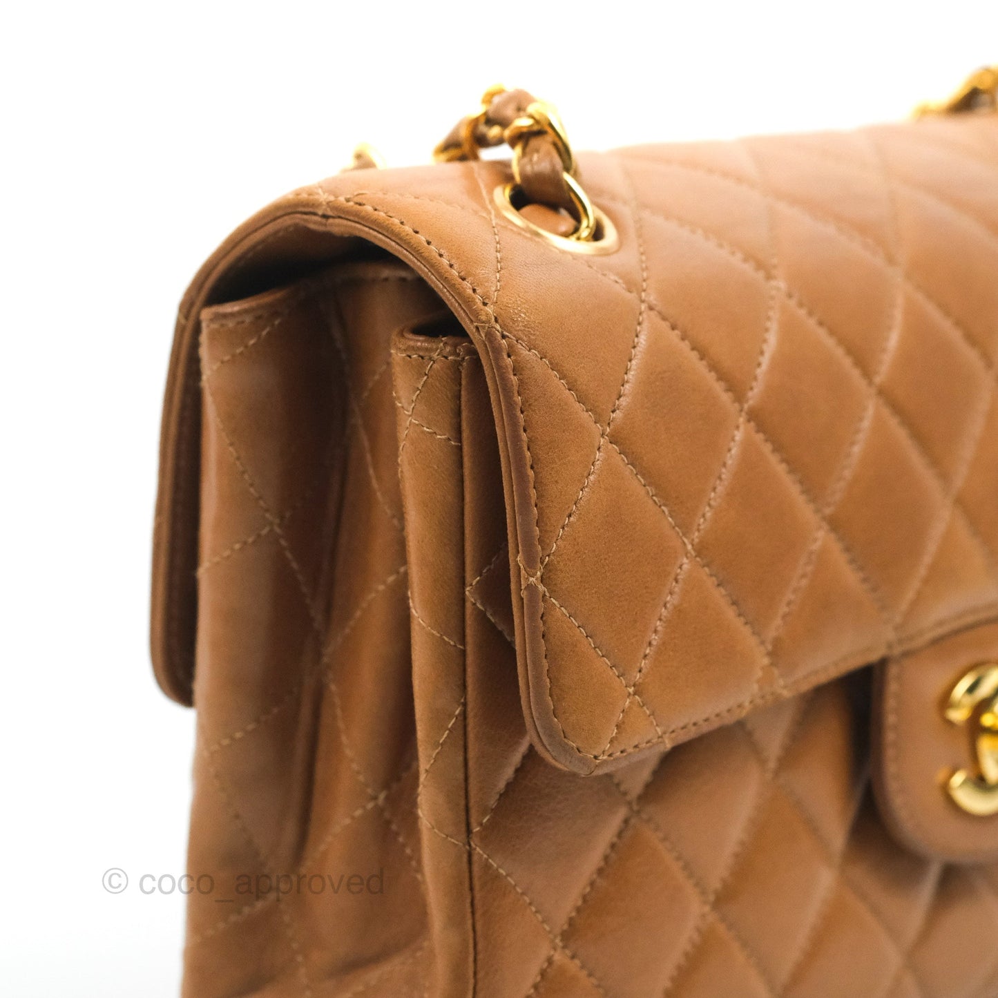 Chanel Vintage Double-sided Small Flap Brown Caramel Lambskin 24K Gold Hardware