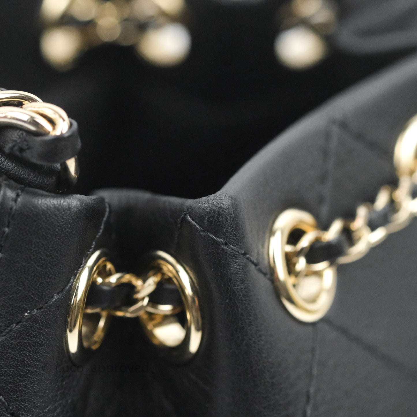 Chanel Mini CC Drawstring Bucket Bag Black Calfskin Gold Hardware