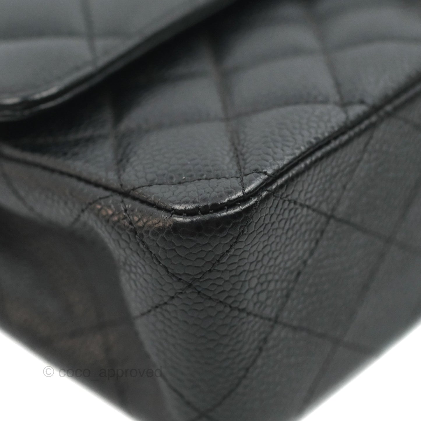 Chanel Classic M/L Medium Flap Quilted Black Caviar Silver Hardware