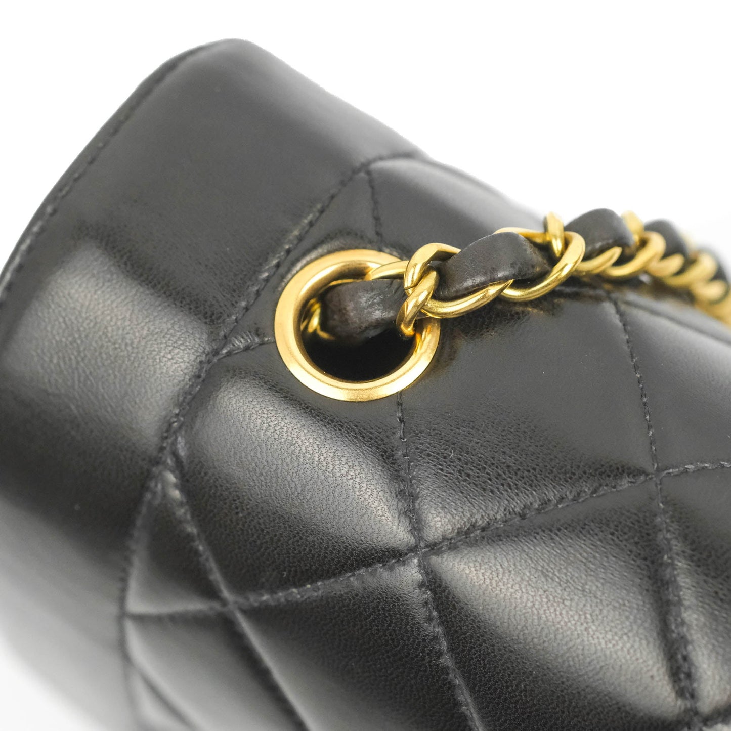 Chanel Vintage Quilted Medium Classic Diana Flap Bag Black Lambskin 24K Gold Hardware