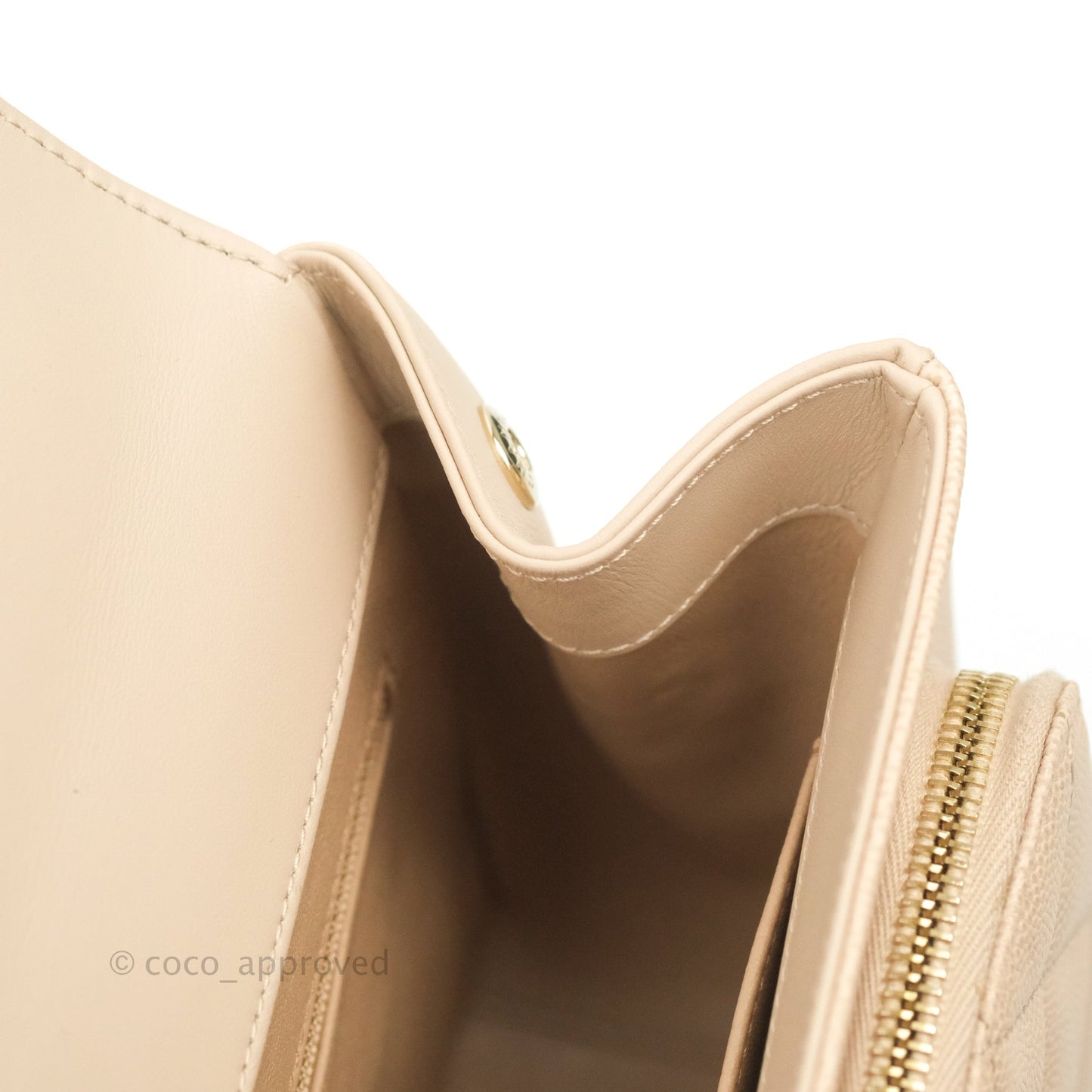 Chanel Quilted Medium Business Affinity Flap Light Beige Caviar Gold Hardware