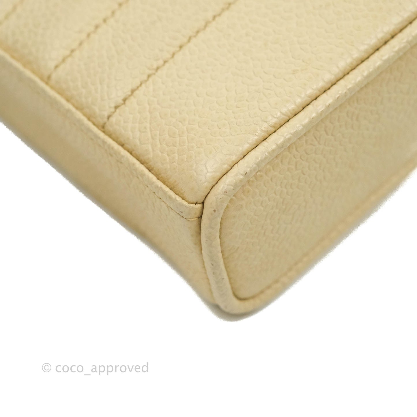 Chanel Vintage Vertical Mini Square Beige Caviar Gold Hardware