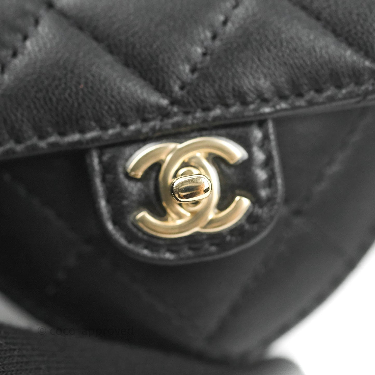 Chanel Small Heart Coin Purse Necklace Black Lambskin Gold Hardware 22S