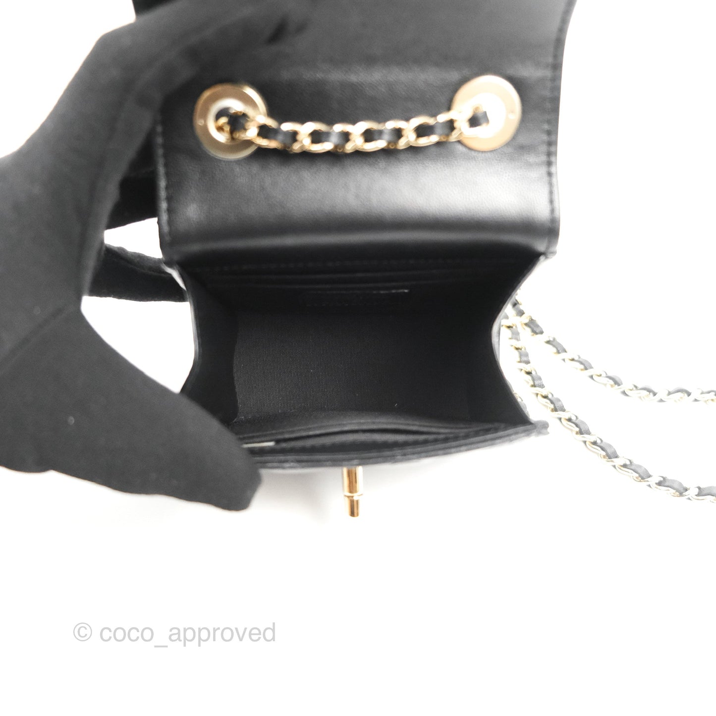 Chanel Mini Quilted Trendy CC Clutch With Chain Black Lambskin Gold Hardware