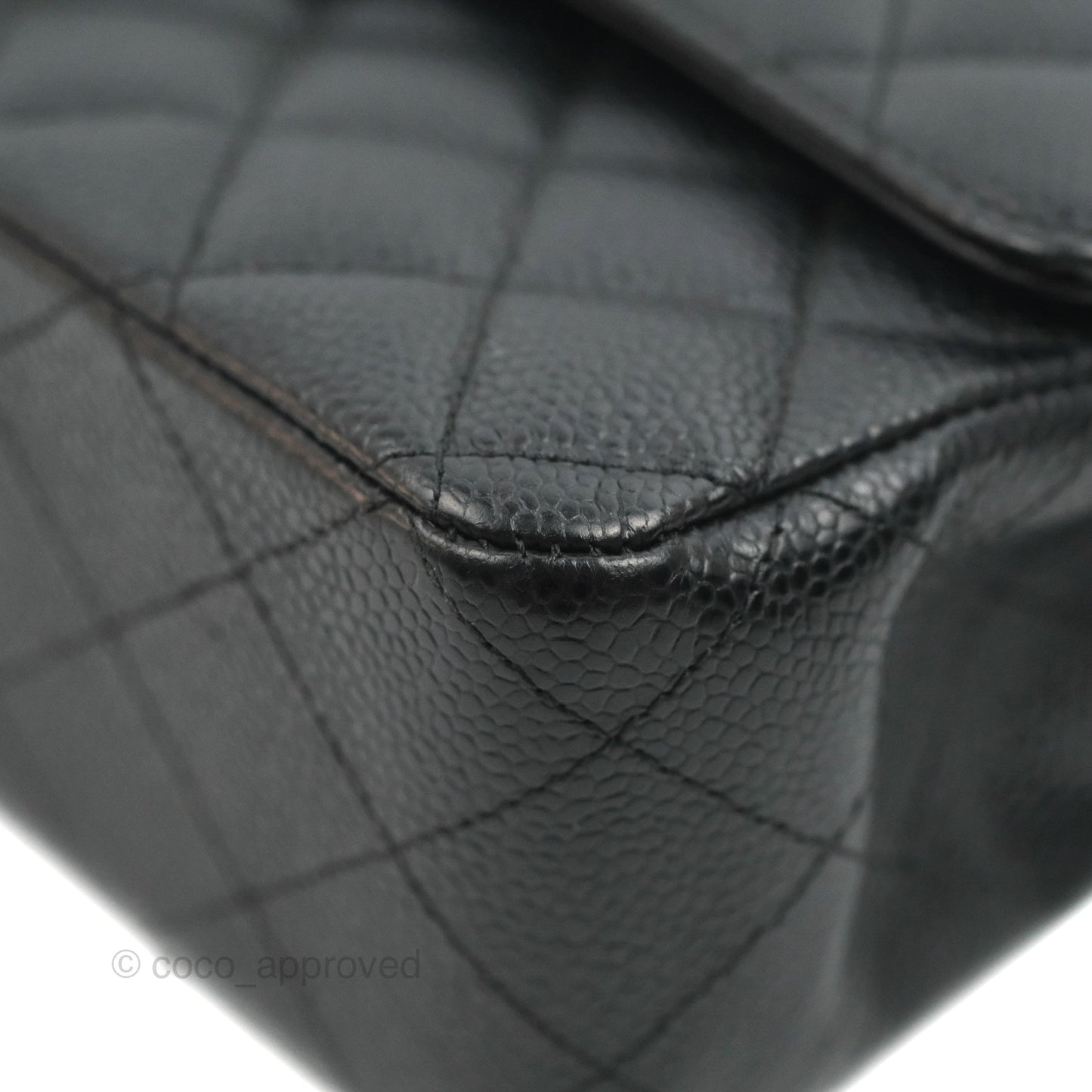 Chanel Classic M/L Medium Flap Quilted Black Caviar Silver Hardware
