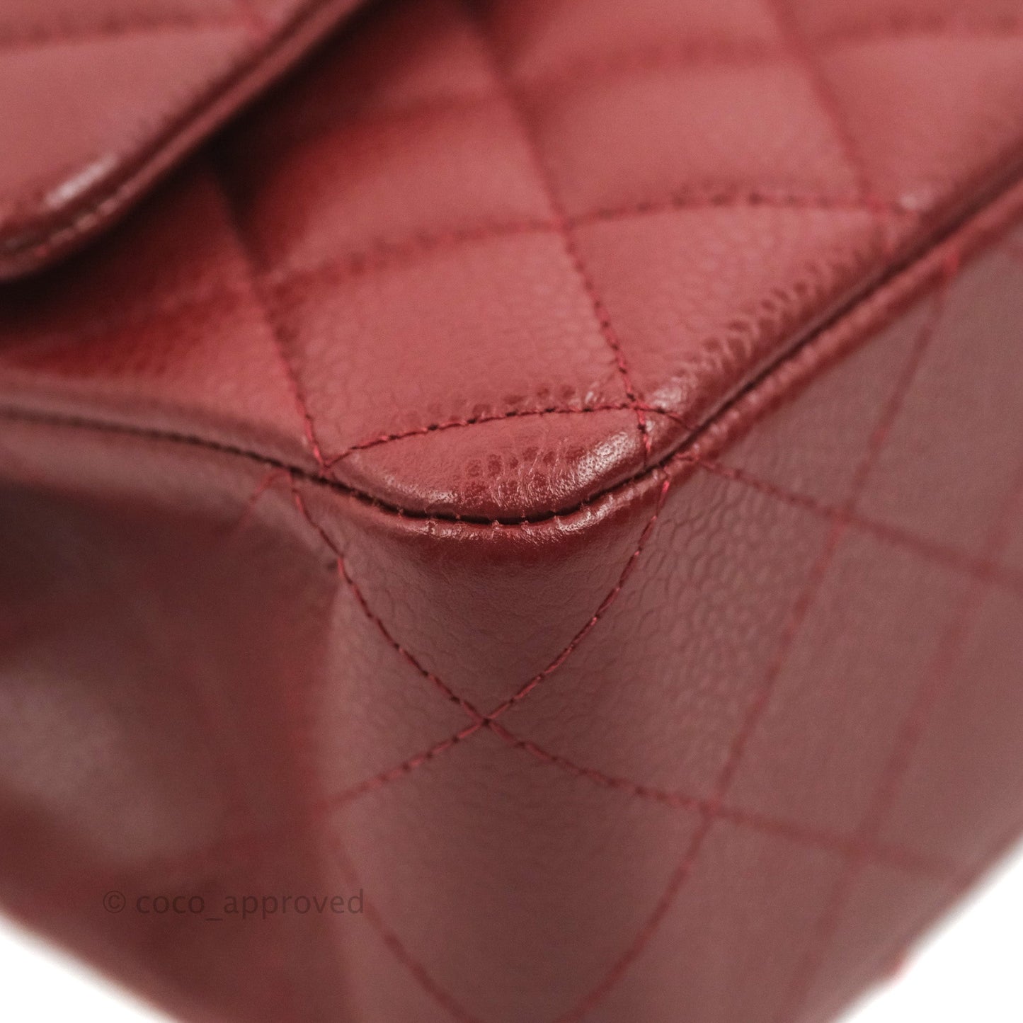 Chanel Classic M/L Medium Flap Quilted Dark Red Caviar Silver Hardware