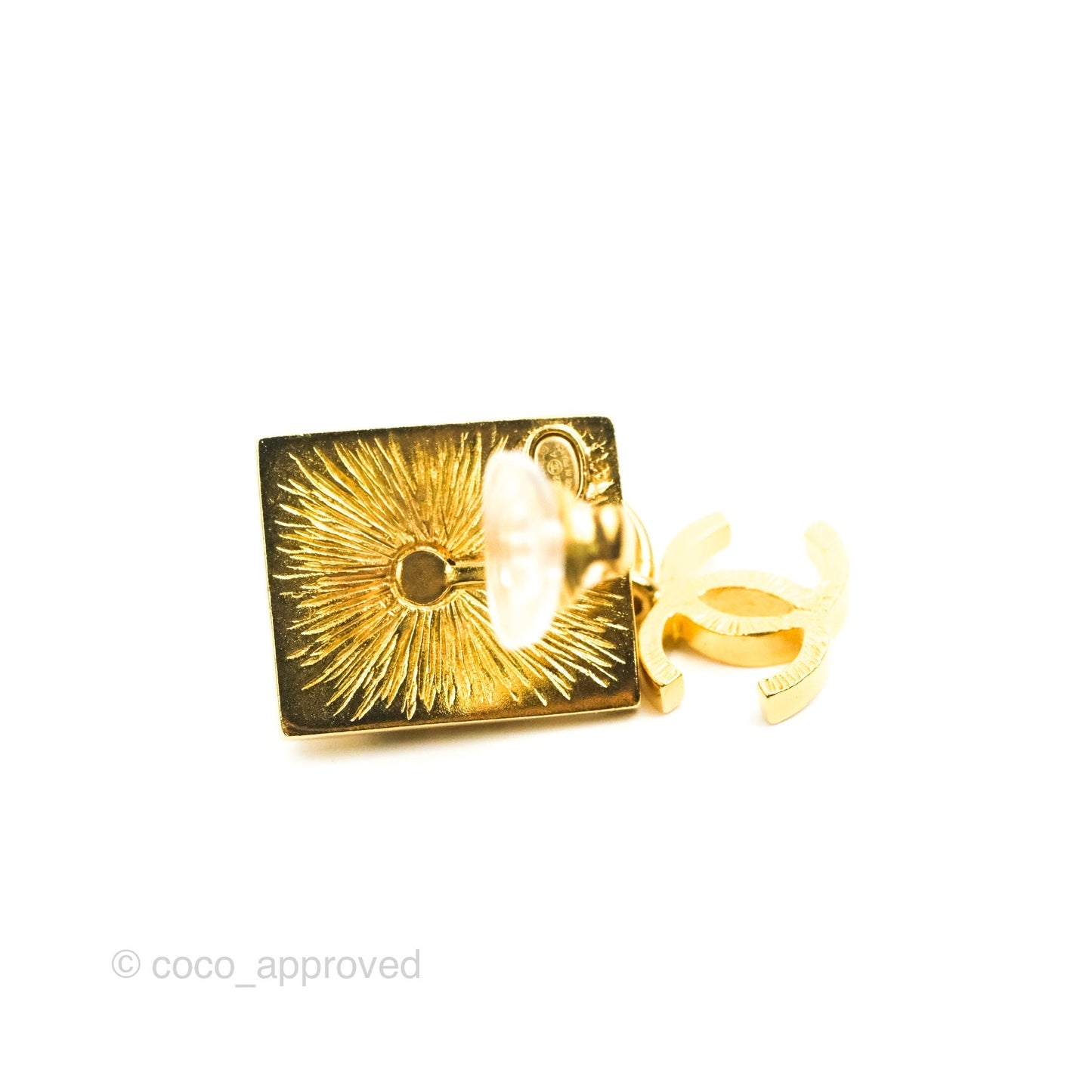 Chanel Lion CC Drop Ear Clip Gold Tone 22A