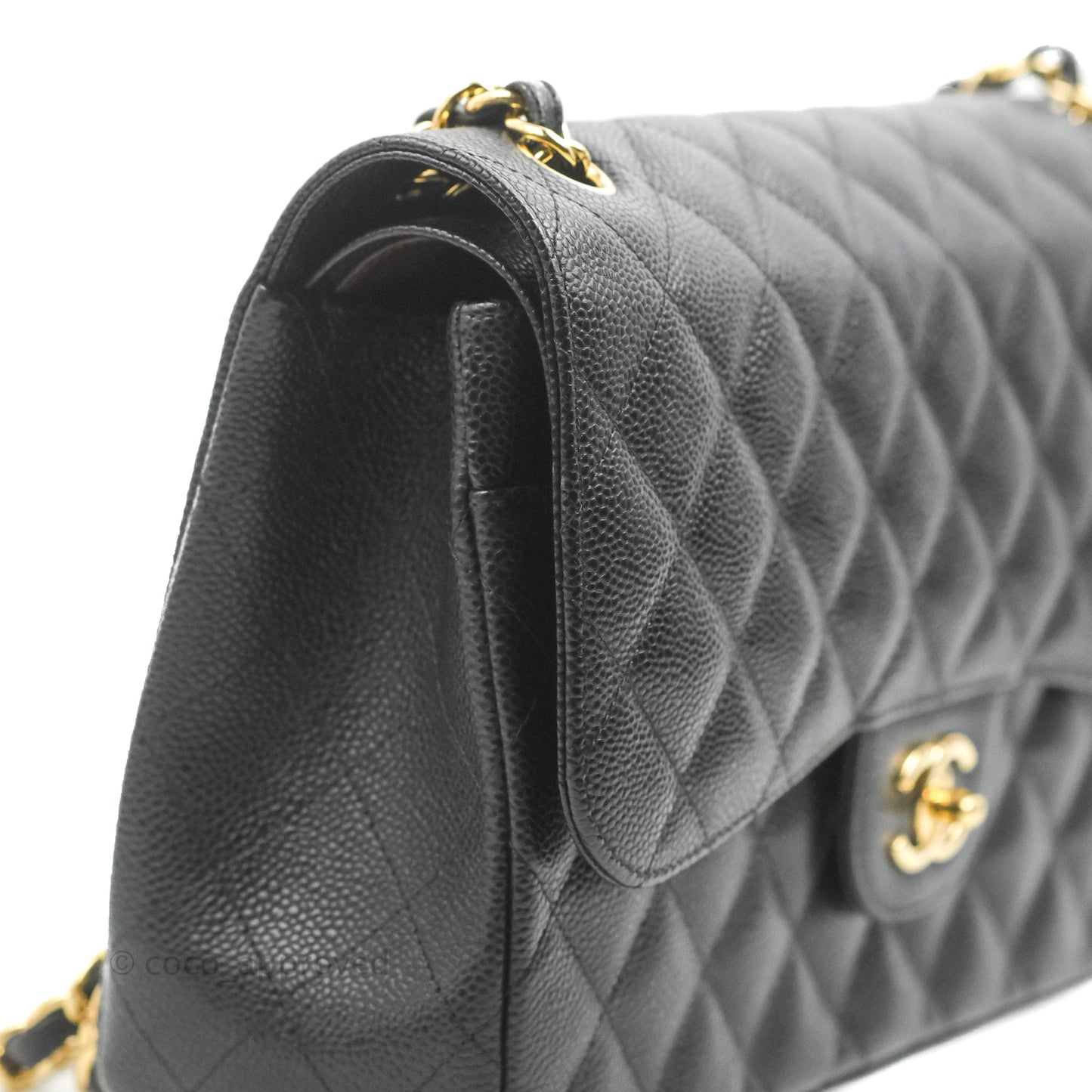Chanel Quilted Jumbo Double Flap Black Caviar Gold Hardware⁣⁣