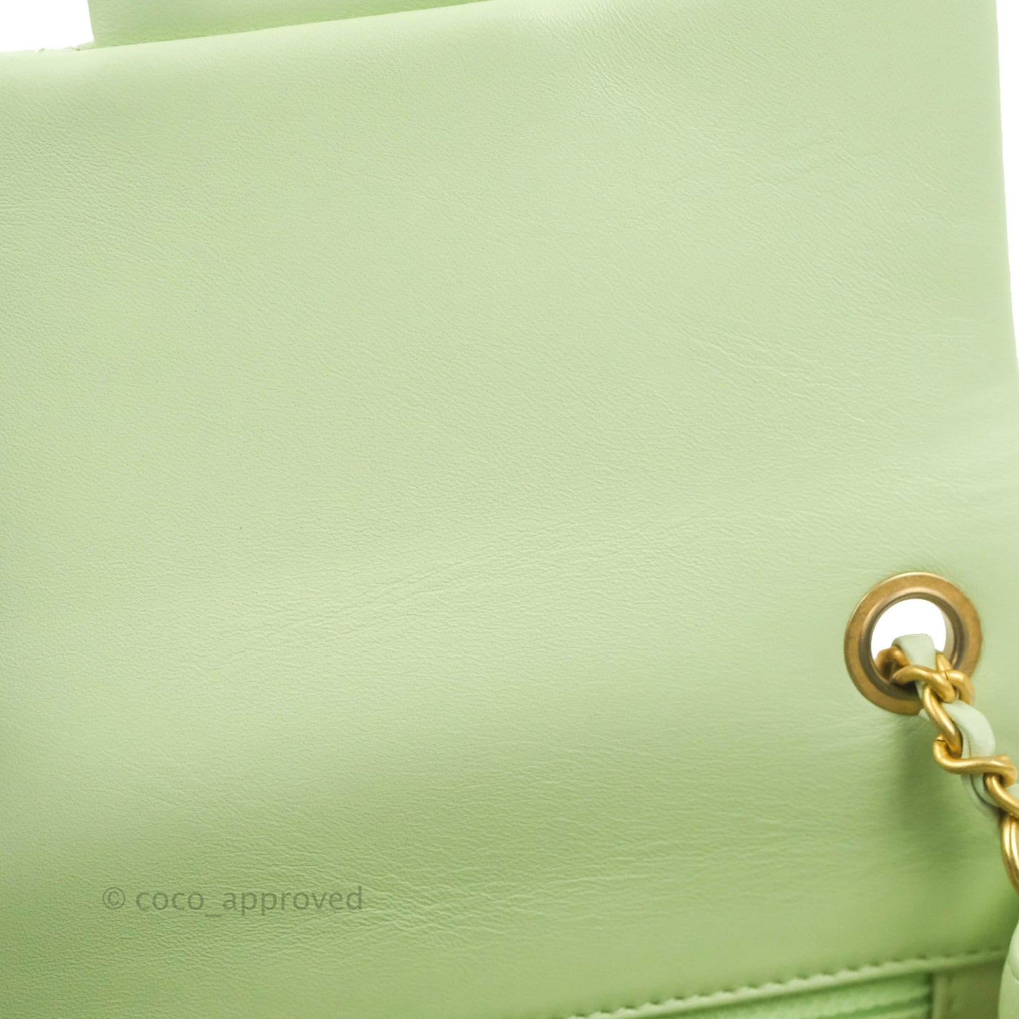 Chanel Mini Square Pearl Crush Quilted Avocado Green Lambskin Aged Gold Hardware