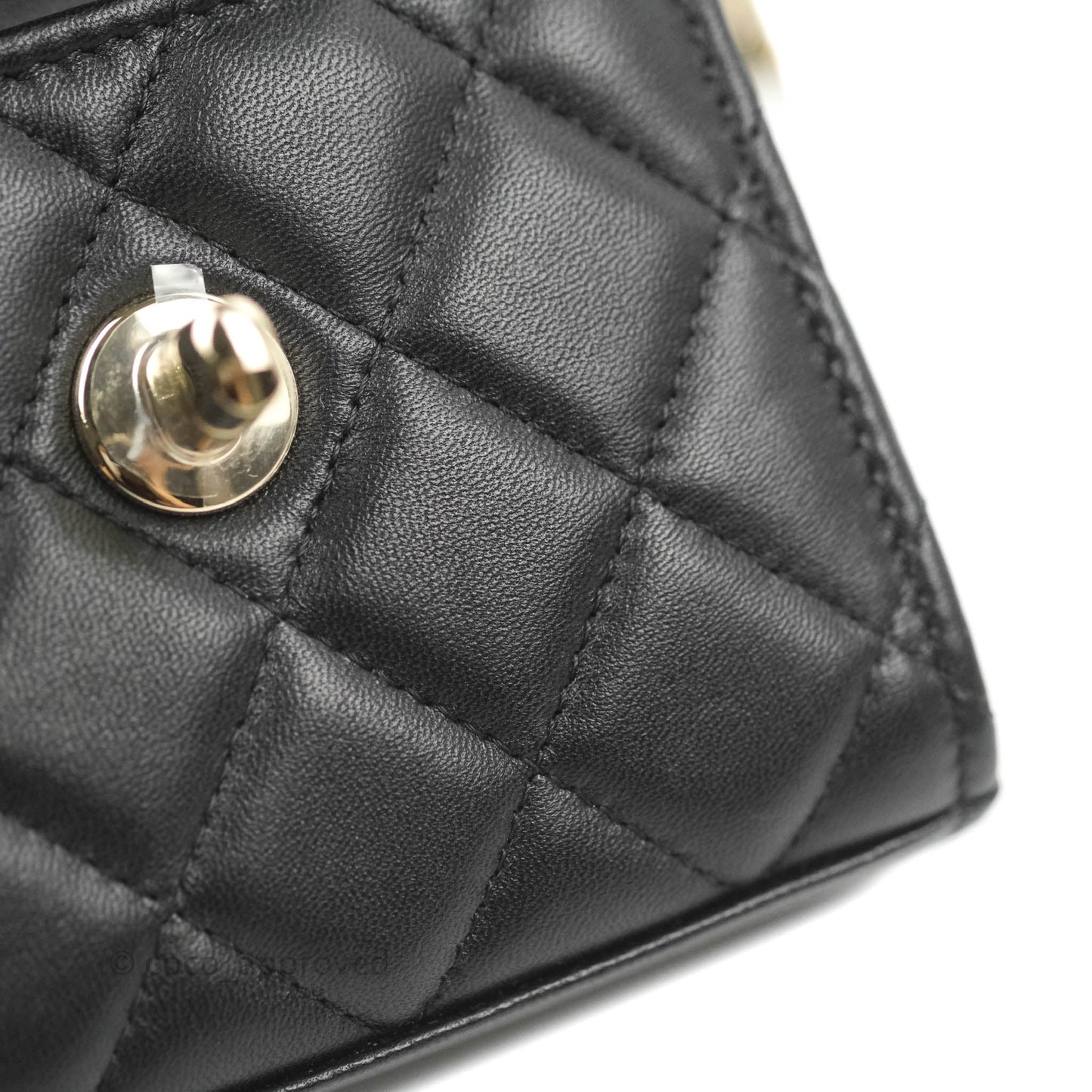 Chanel Mini Quilted Clutch With Chain Black Lambskin Gold Hardware 22S