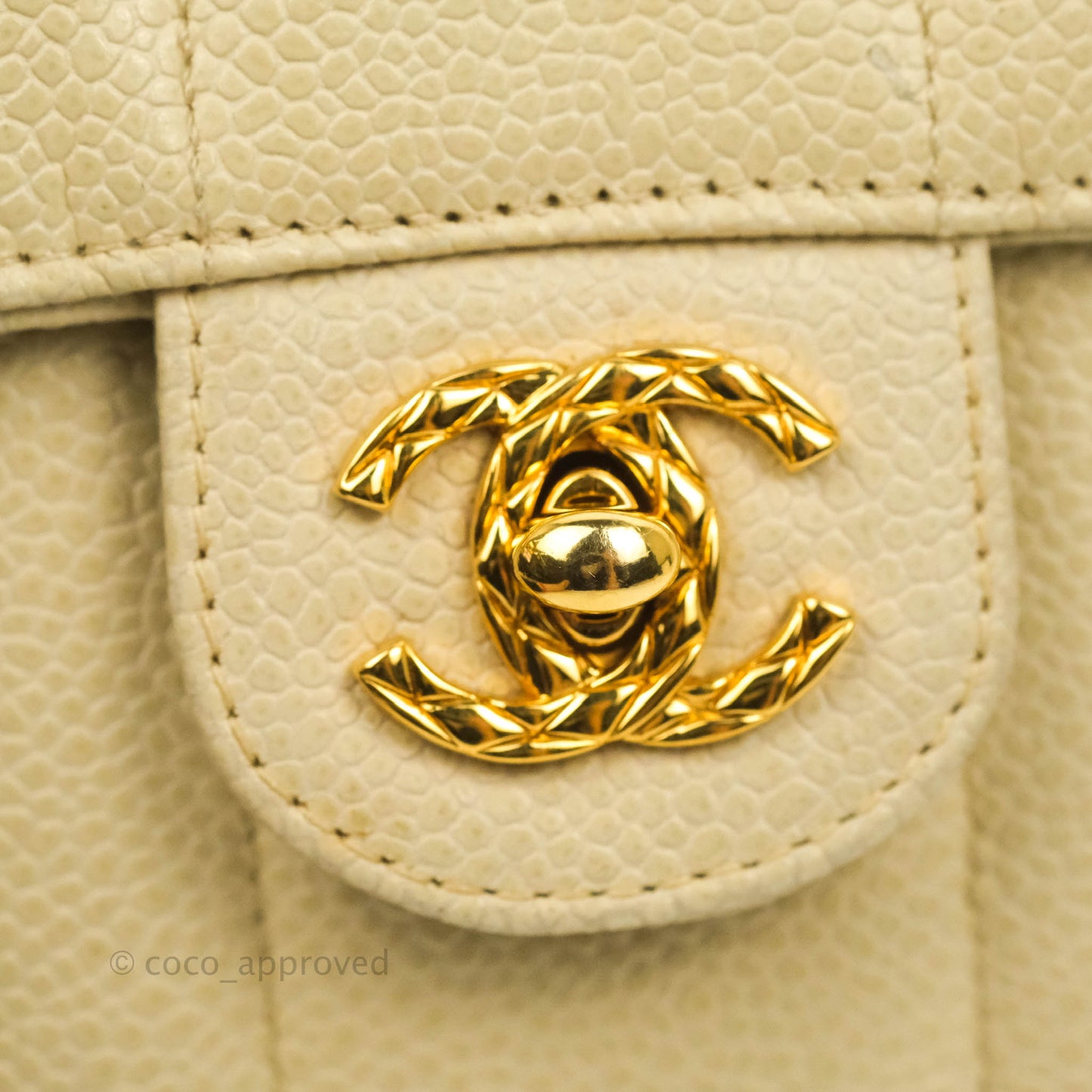 Chanel Vintage Vertical Mini Square Beige Caviar Gold Hardware