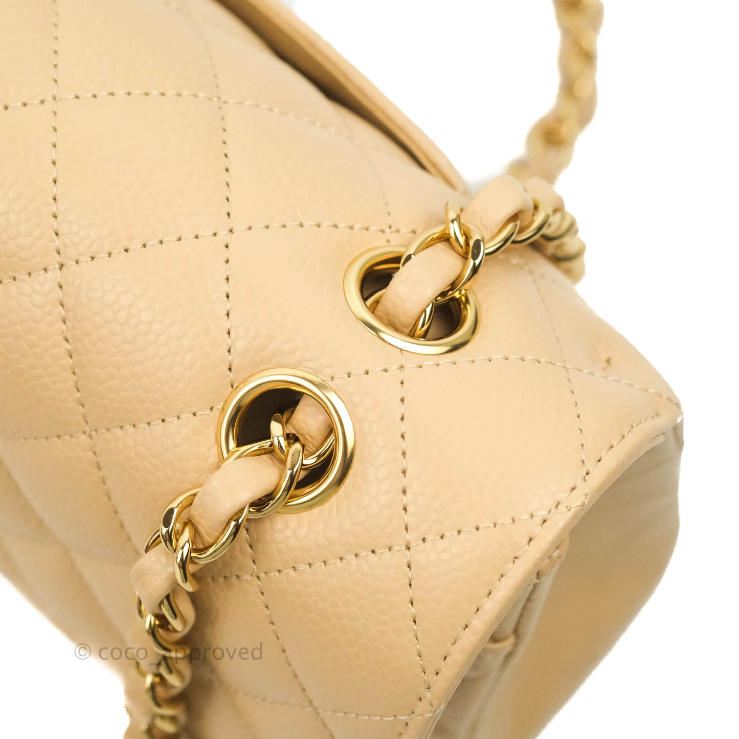 Chanel Classic M/L Medium Flap Quilted Beige Caviar Gold Hardware