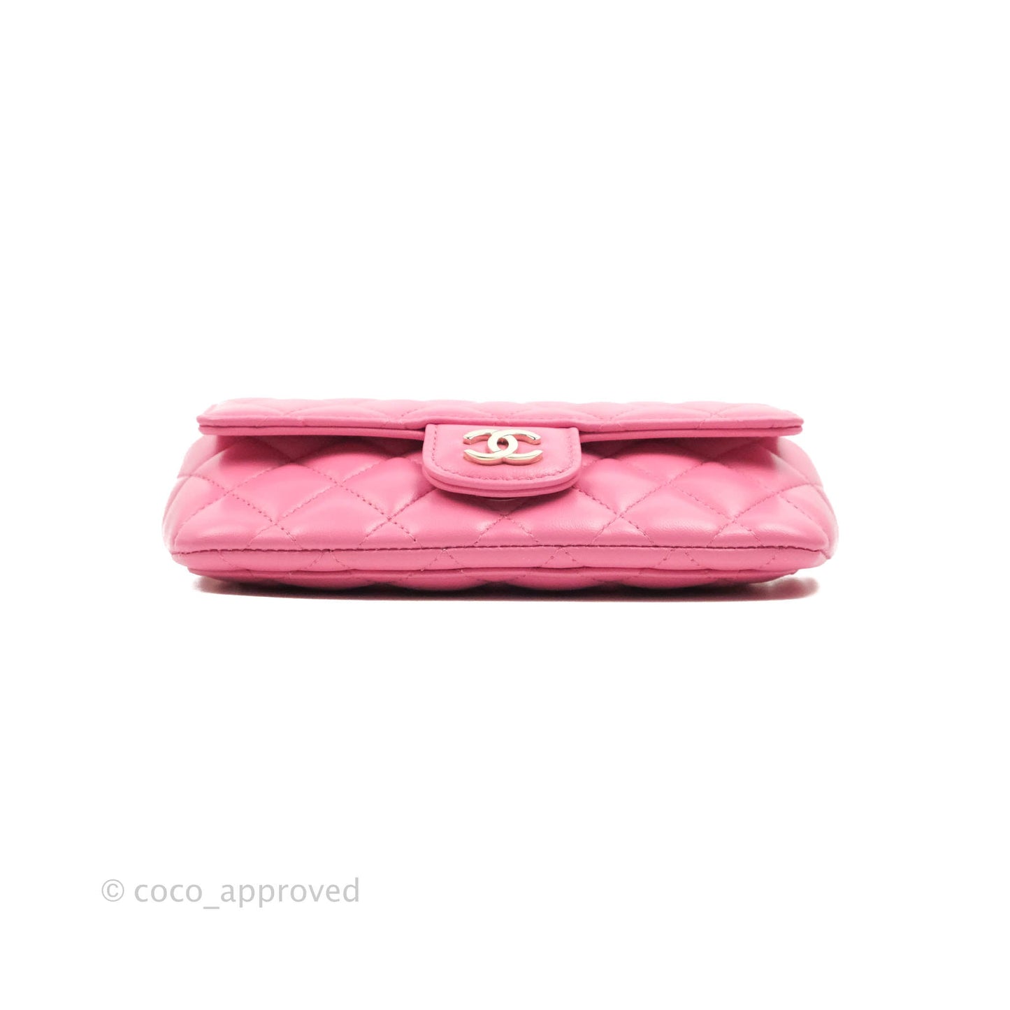 Chanel Quilted Case With Chain Pink Lambskin Gold Hardware