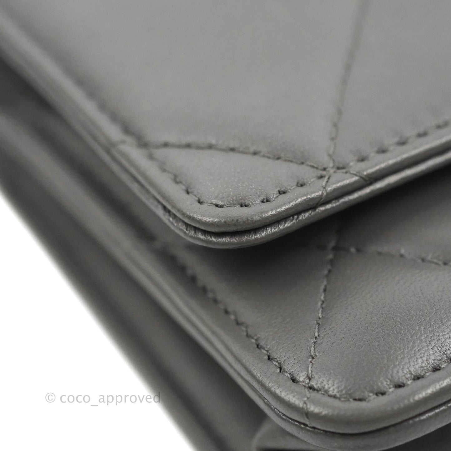 Chanel 19 Wallet on Chain WOC Dark Grey Lambskin Mixed Hardware