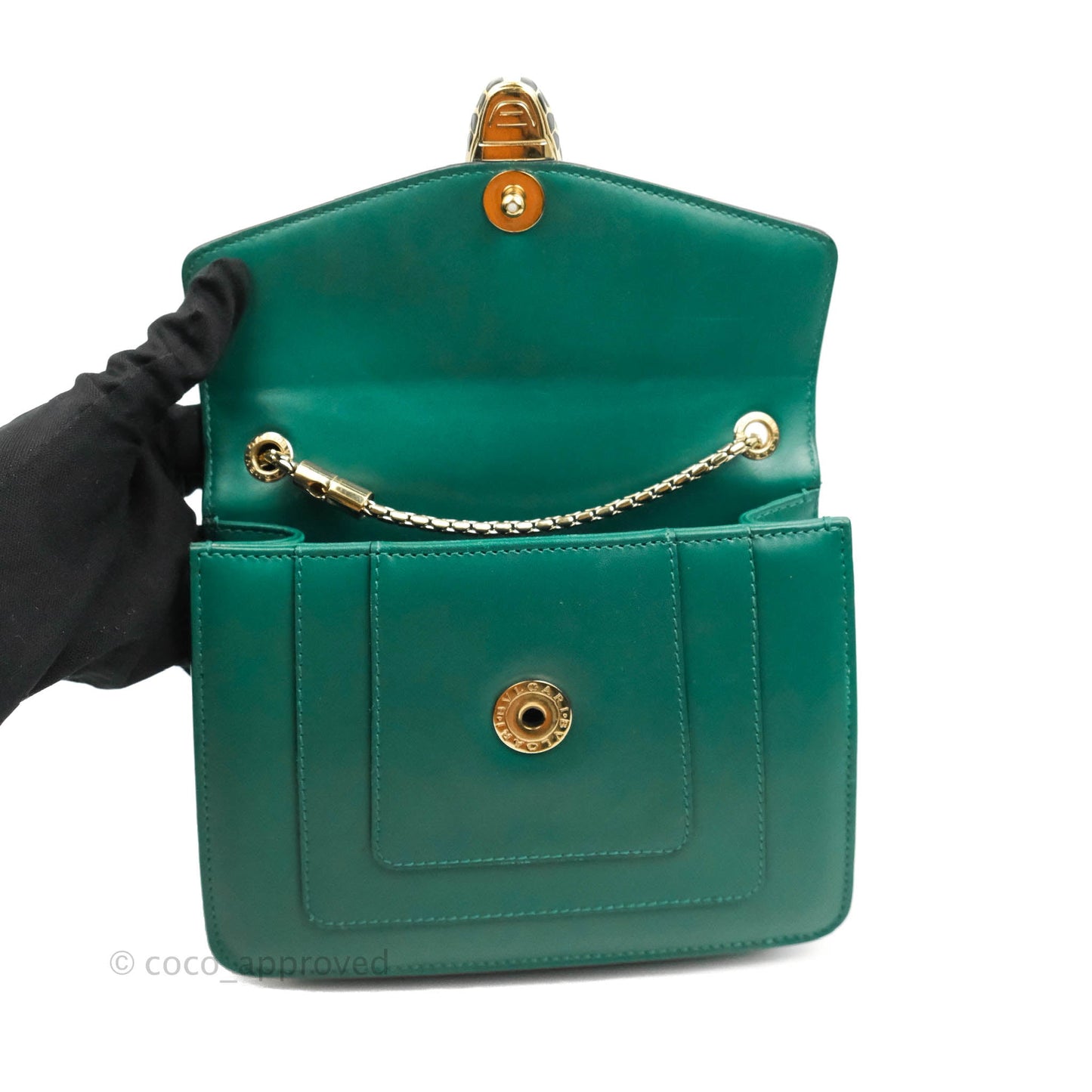 Bvlgari Serpenti Forever Small Crossbody Bag in Emerald Green Gold Hardware