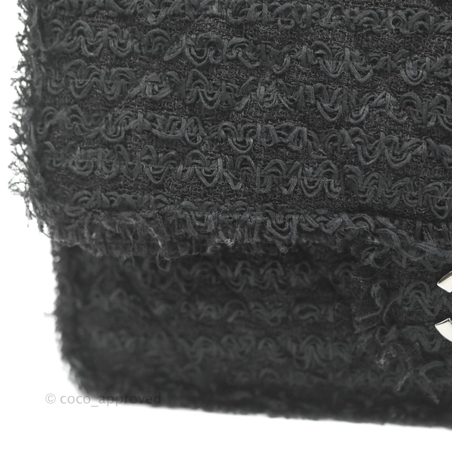 Chanel Medium Classic Double Flap Bag Black Tweed Gold & Gun Metal Hardware