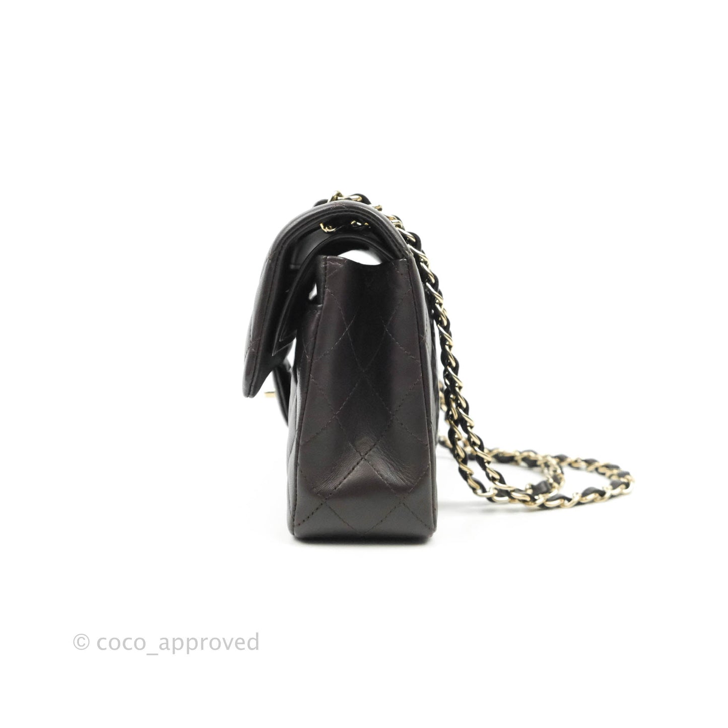 Chanel Classic Small S/M Lambskin Chocolate Brown Gold Hardware